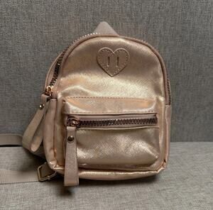 Claire’s Club Gold Metallic Shiny Mini Backpack Adjustable Tween Girls